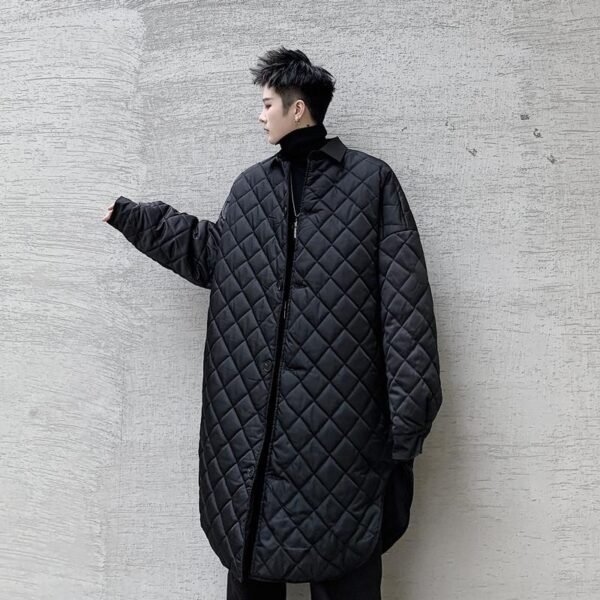 Japanese oversize Medium and Long cotton-padded jacket Men's Lapel Profile Fall Shoulder Sleeve Large Size Cotton Clothes