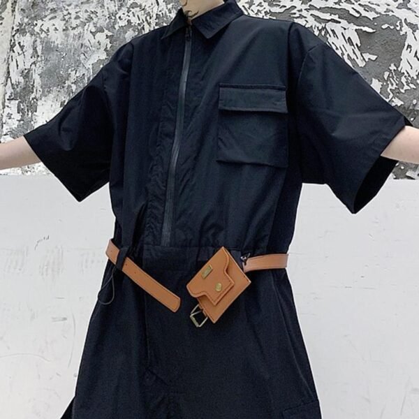 Men's Fashion Lapel Loose Shoulder Fall Bat Sleeve Jumpsuit