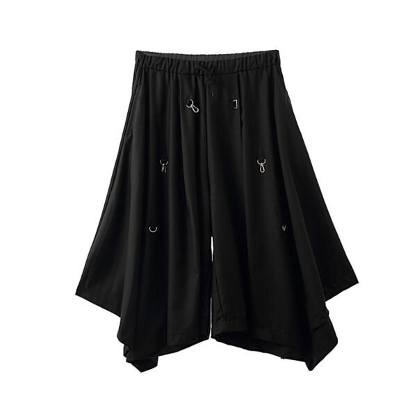 Men Buckle Adjustable Length Loose Casual Wide Leg Pants Male Japan Karajuku Style Streetwear Gothic Skirts Pants