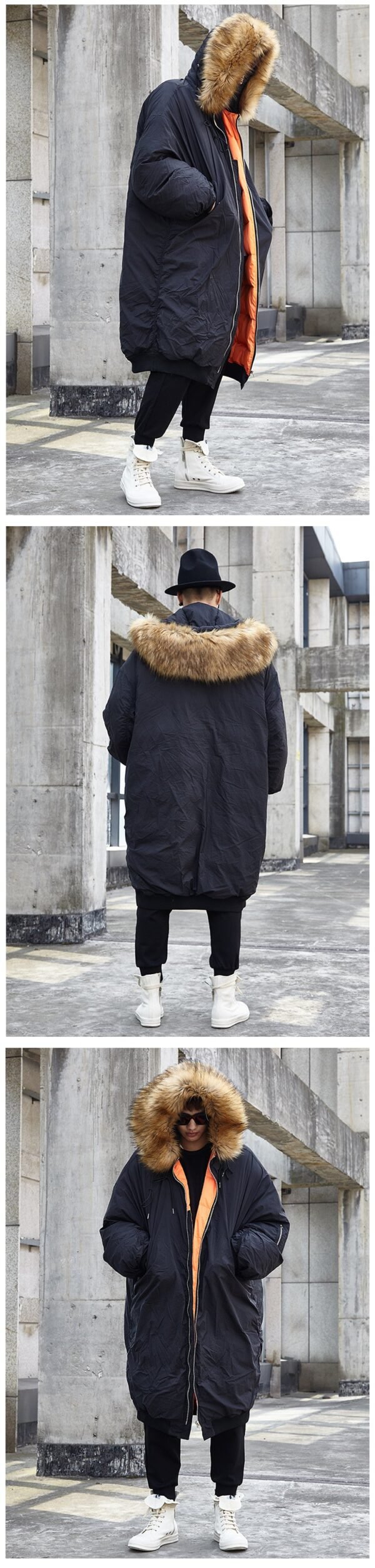 HX004P400 Original Korean East Gate Style Fur Collar Long White Duck Down Down Down Coat Army Green Coat