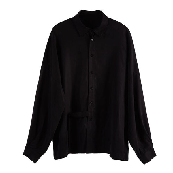 Y019P115 Original Design Yohji Yamamoto Style Copper Ammonia Silk Long Sleeve Shoulder Wide Version Men's Shirt