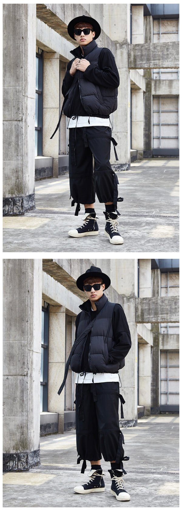 X067P85 Creative Design: Black Yamamoto Yaoshi Style with Men's Casual Pants