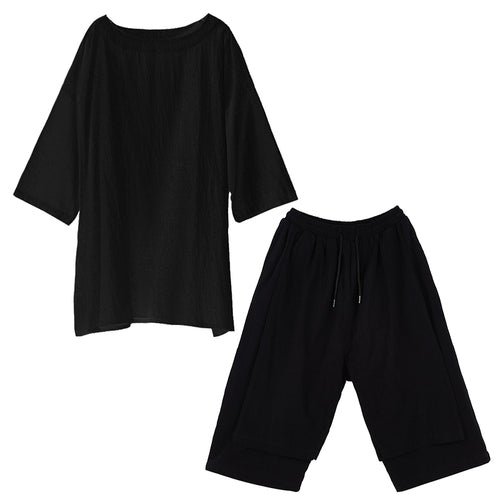 TP13P145  Original Summer Seven Sleeves Men with Loose Linen Day Cotton and Wide LegsSet