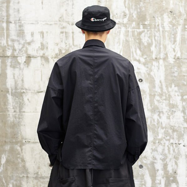 Y005P85 Original Design Yamamoto's Loose Style and Versatile Japanese Wide Off Shoulder Black Shirt