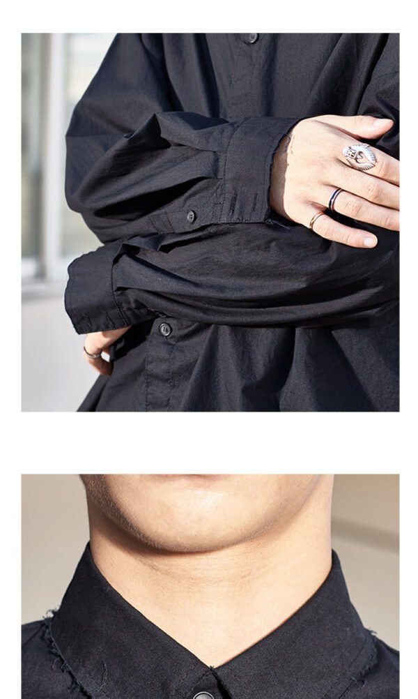 Y005P85 Original Design Yamamoto's Loose Style and Versatile Japanese Wide Off Shoulder Black Shirt