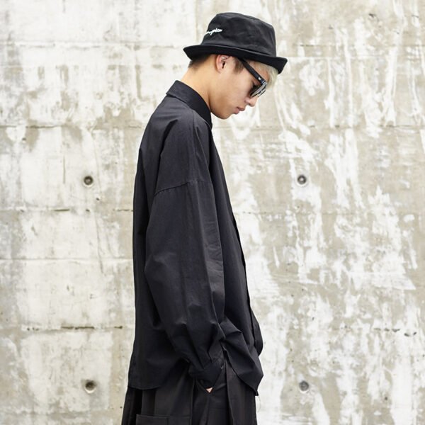 Y005P85 Original Design Yamamoto's Loose Style and Versatile Japanese Wide Off Shoulder Black Shirt