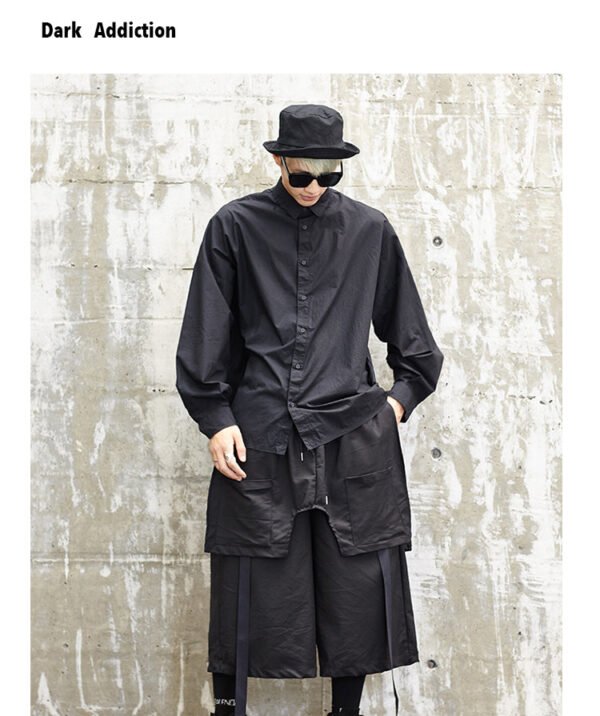 Y005P85 Original Design Yamamoto's Loose Style and Versatile Japanese Wide Off Shoulder Black Shirt