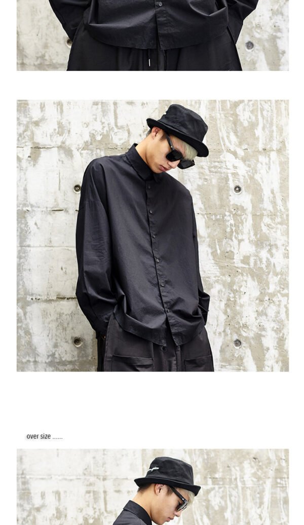 Y005P85 Original Design Yamamoto's Loose Style and Versatile Japanese Wide Off Shoulder Black Shirt