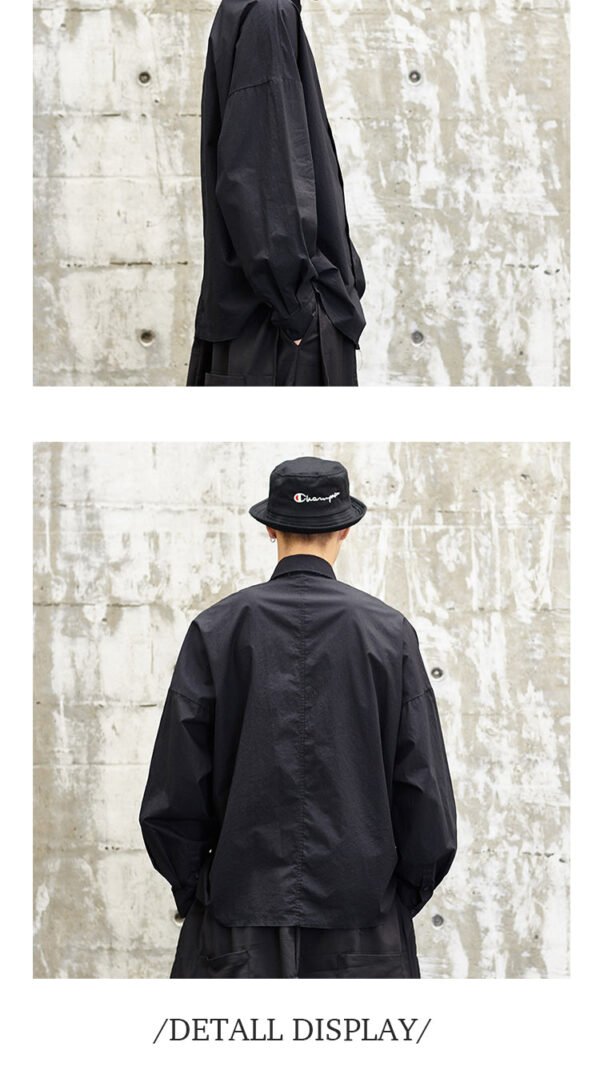 Y005P85 Original Design Yamamoto's Loose Style and Versatile Japanese Wide Off Shoulder Black Shirt