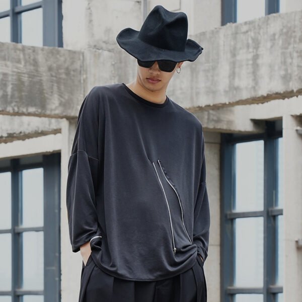 Y035P90 Original Design New Diablo Series Yohji Yamamoto Style Zipper Long Sleeve T-shirt