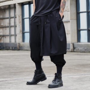 X072P110 Original Design Dark Series Yamamoto Yaoshi Style Men's Casual Pants Small Footskirt Snare Nine Points