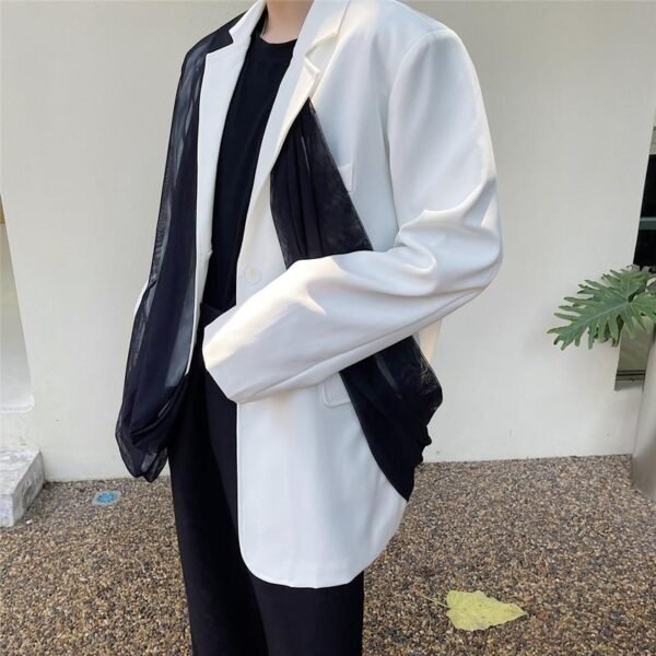 A452 -- 6155 -- p125 new niche design personalized mesh splicing suit fashion silhouette coat