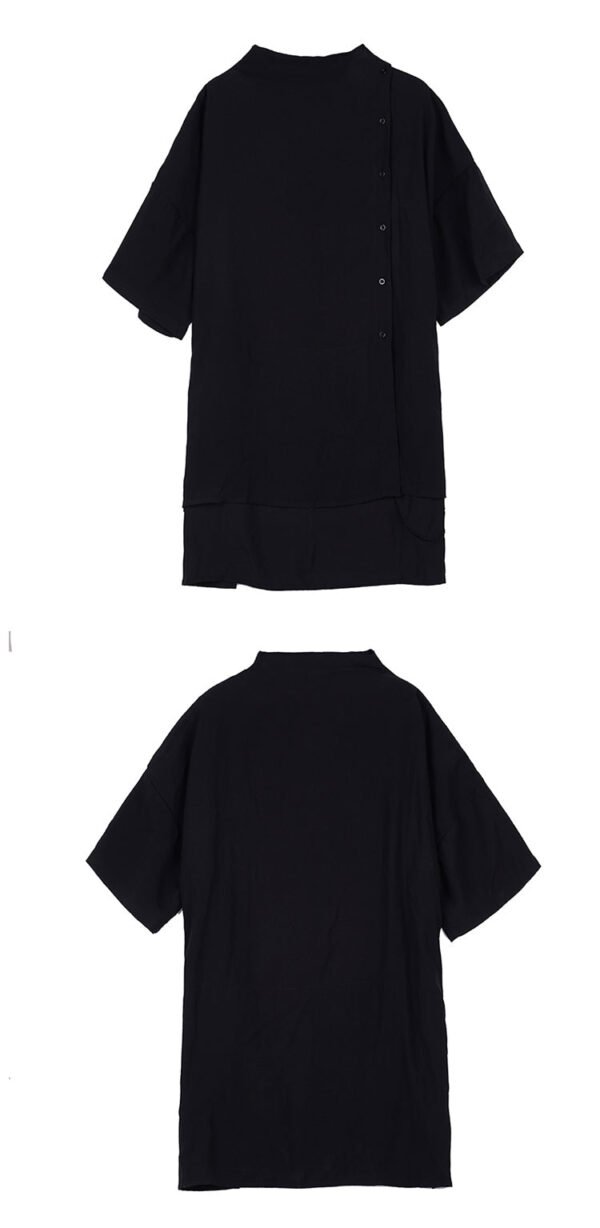 Y047P80 Original Design Dark Japanese Yamamoto Style Loose Front Long Back Short Stand Collar Men's Shirt Top