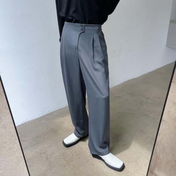 9702-P70 Autumn Simple High-grade Blue-gray Temperament All-match Trousers