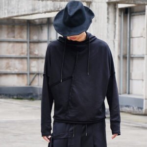 Y042P85 Original Design Diablo Yohji Yamamoto Style Draping Long Sleeve Hoodie