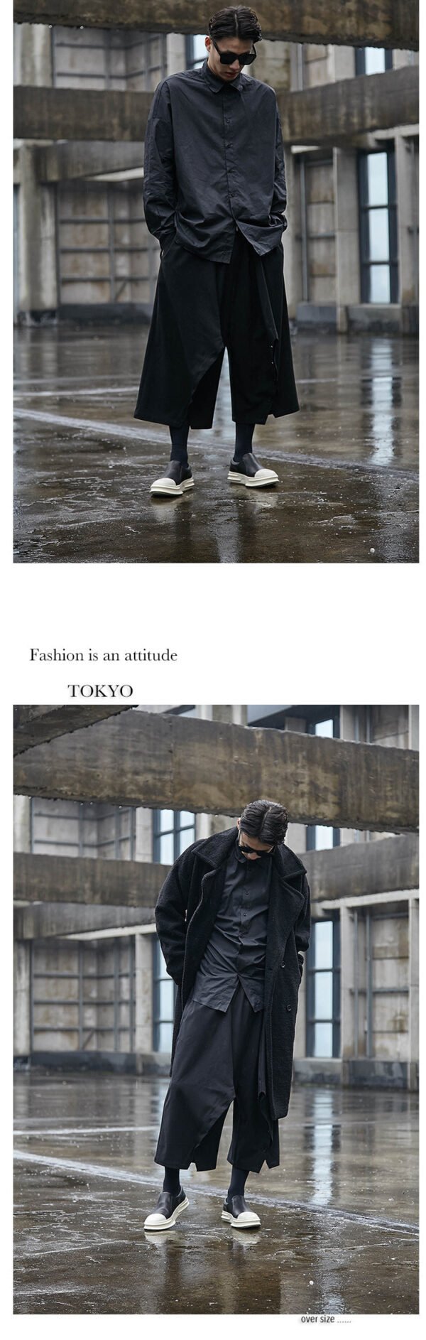 X041p95 Original Design Yohji Yamamoto Style Japanese Four Season Loose Wide Leg Men's Capris