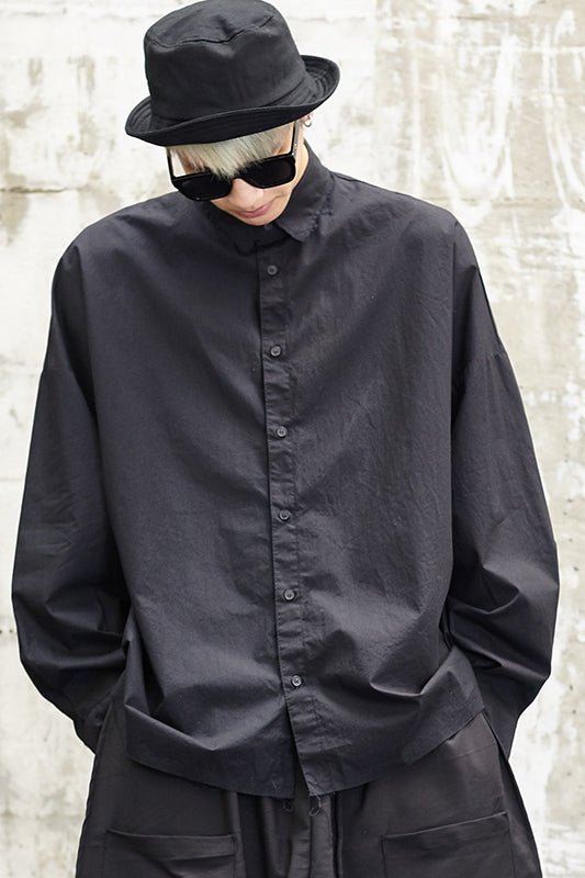 Y005P85 Original Design Yamamoto's Loose Style and Versatile Japanese Wide Off Shoulder Black Shirt