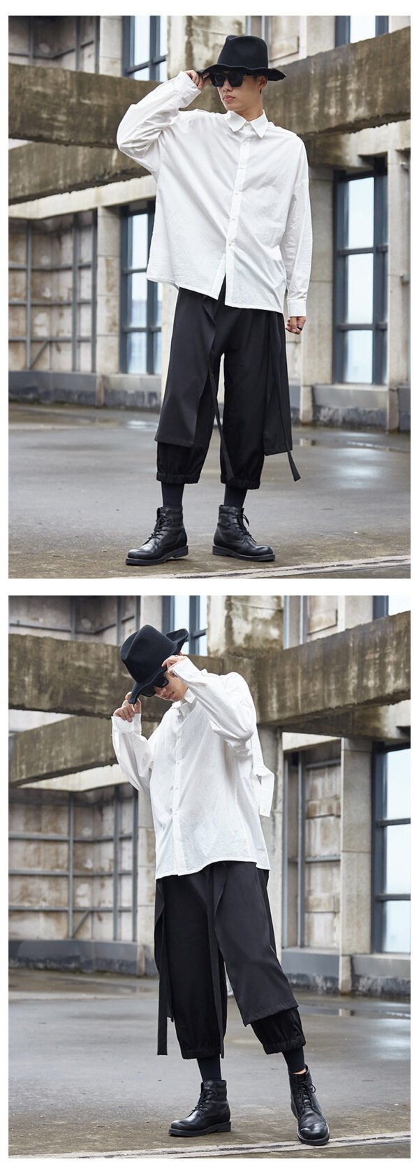 X062P90 Original Dark Japanese Yamamoto Style Men Nine Pointscasual Pants