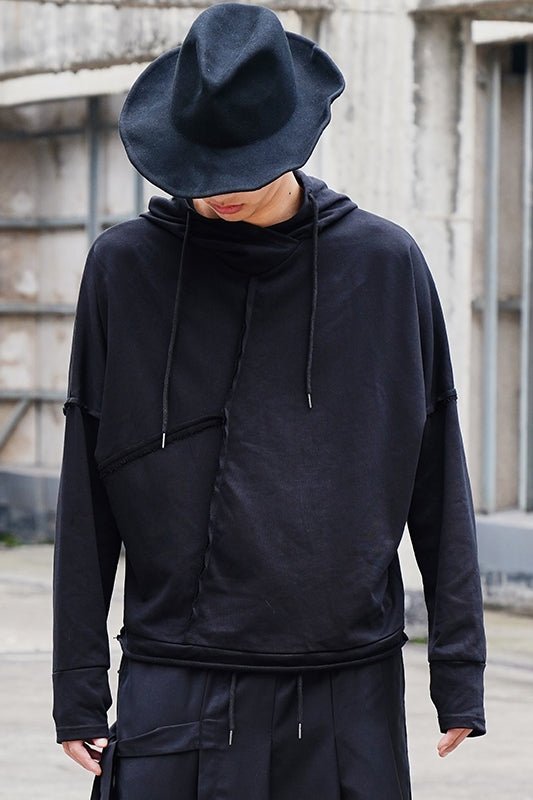 Y042P85 Original Design Diablo Yohji Yamamoto Style Draping Long Sleeve Hoodie