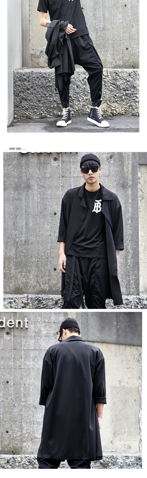 Y011P105 Original New Dark Tide Cool Yohji Yamamoto Style Men's Long Simple Trend Outside Windbreaker