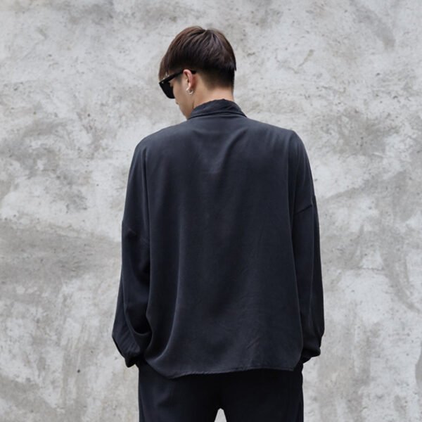 Y019P115 Original Design Yohji Yamamoto Style Copper Ammonia Silk Long Sleeve Shoulder Wide Version Men's Shirt