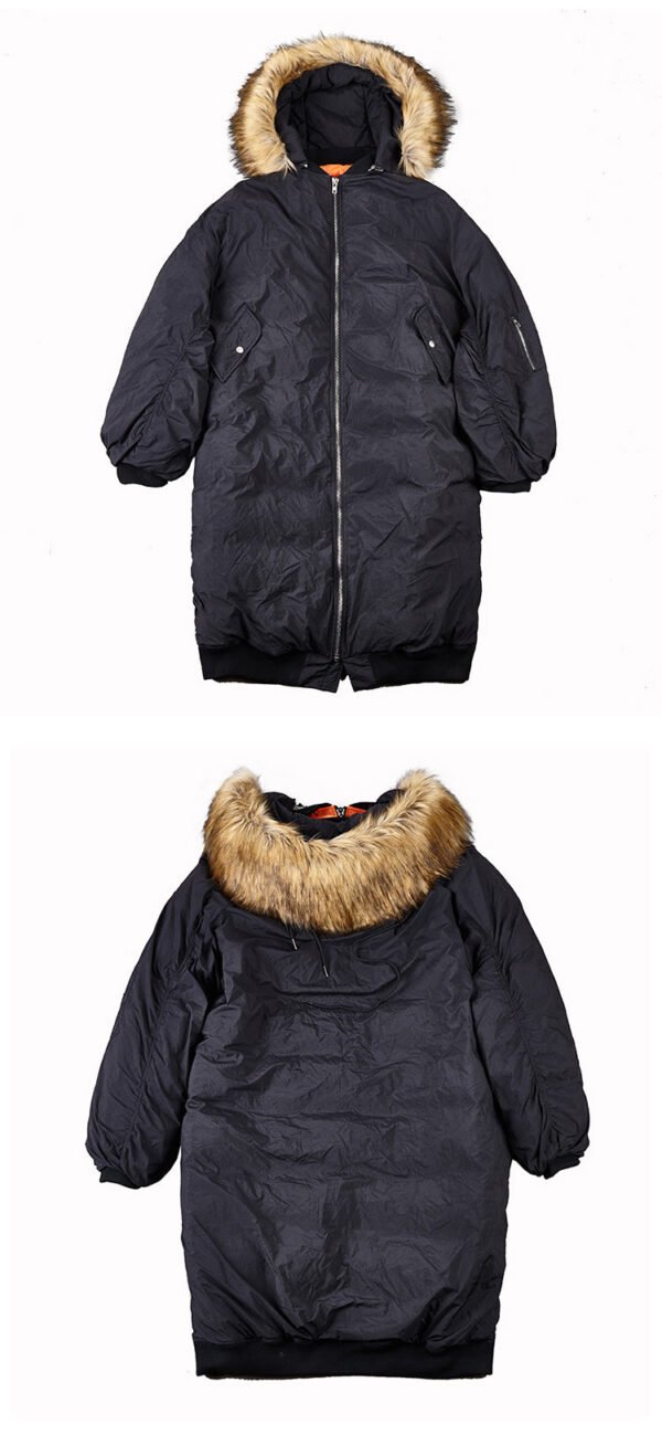 HX004P400 Original Korean East Gate Style Fur Collar Long White Duck Down Down Down Coat Army Green Coat