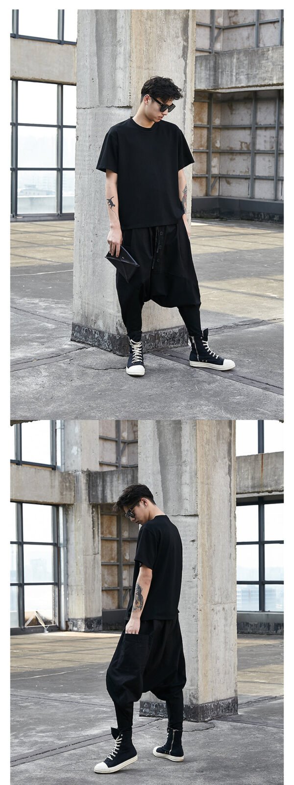 X028P90 Original New Harlan Pants Men's Loose Hip-hop Casual Pants Dark Black Trend Hanging Pants Pants Men's Pants