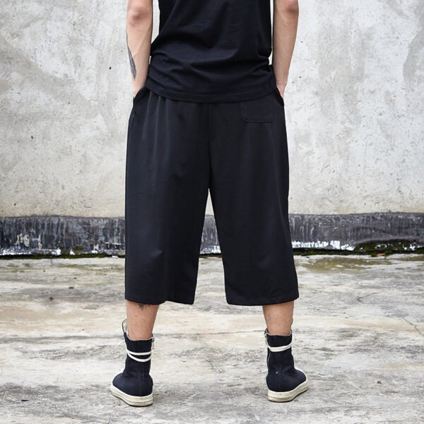X046P75 Original Design Dark Black Yamamoto Yaoshi Style Men's Leisure Wide-legged Nine-point Pants