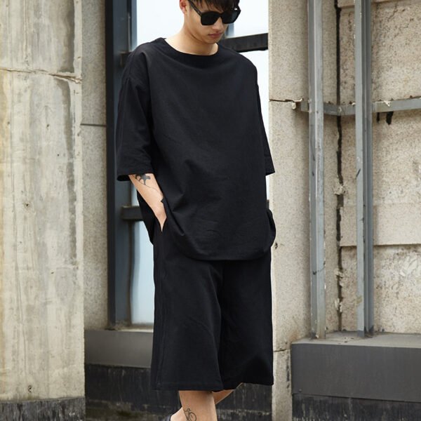 TP12P130 Original Yamamoto Style YS Set Casual Japanese Summer Personality Loose Cotton and Linen Seven-point Pants Set