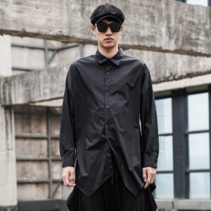 Y046P85 Original Design Dark Japanese Yohji Yamamoto Style Irregular Long-sleeved Shirt