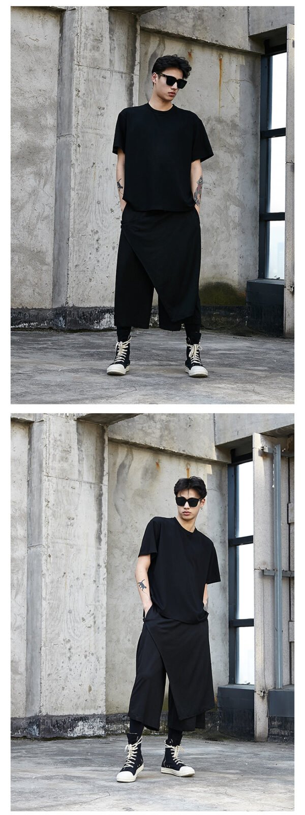 X006p90 Original Design New Men's Loose Casual Wide Leg Pants Yamamoto Style Yohji Dark Skirt Pants