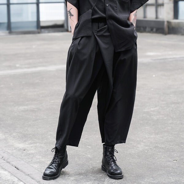 X074p85 Original Design Dark Japanese Yamamoto Style Loose Pleated Straight Tube Men's Casual Pants