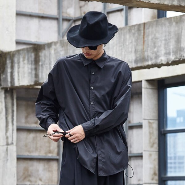 Y026P80 Original Design Dark Series Yamamoto Yaoshi Style Men's Long-sleeved Shirt