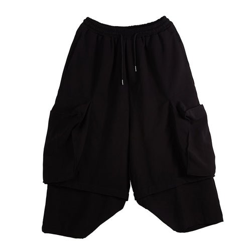 X051P100 Original Yohji Yamamoto Style Oversized Pocket Design Stitching Fake Two Men's Pants