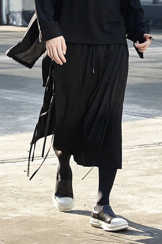 X022p120 Original Yamamoto Dark Nine Point Skirt Pants Fashion Men's Personalized Hair Stylist's Clothing Men's Casual Pants