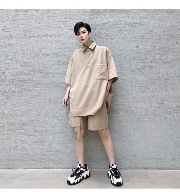 KK1351/P130 Pullover Short Sleeve Shirt Shorts Suit