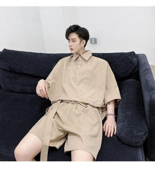 KK1351/P130 Pullover Short Sleeve Shirt Shorts Suit