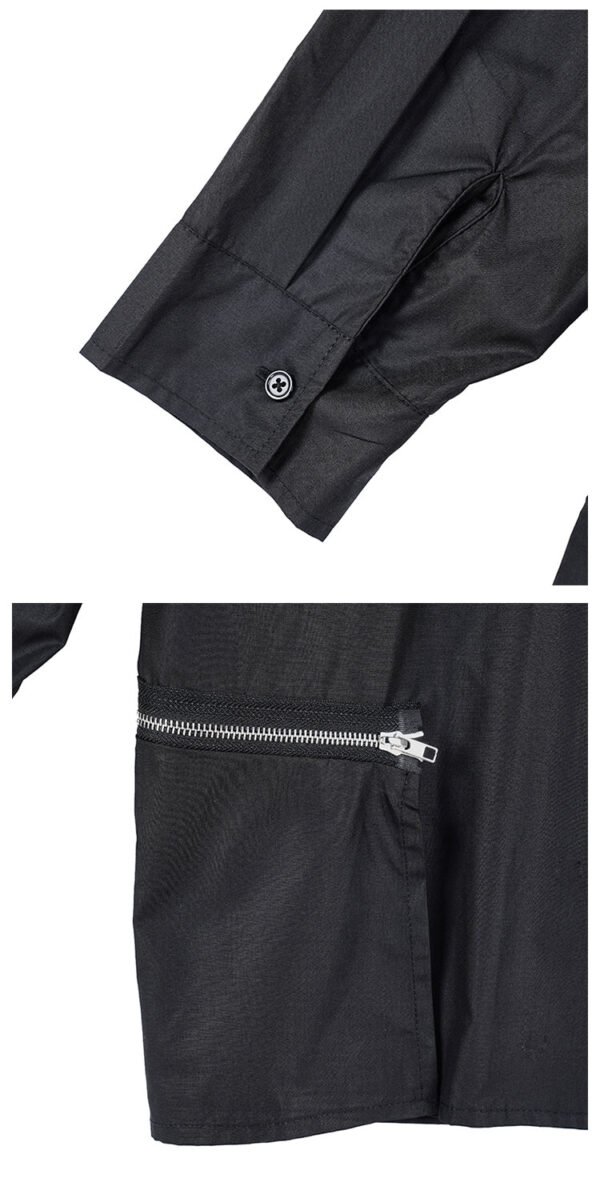 Y038P100 Original Design Dark Black Yamamoto Yaoshi Style Zipper Long Sleeve Long Length Shirt