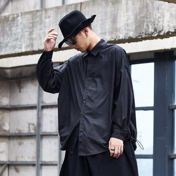 Y026P80 Original Design Dark Series Yamamoto Yaoshi Style Men's Long-sleeved Shirt