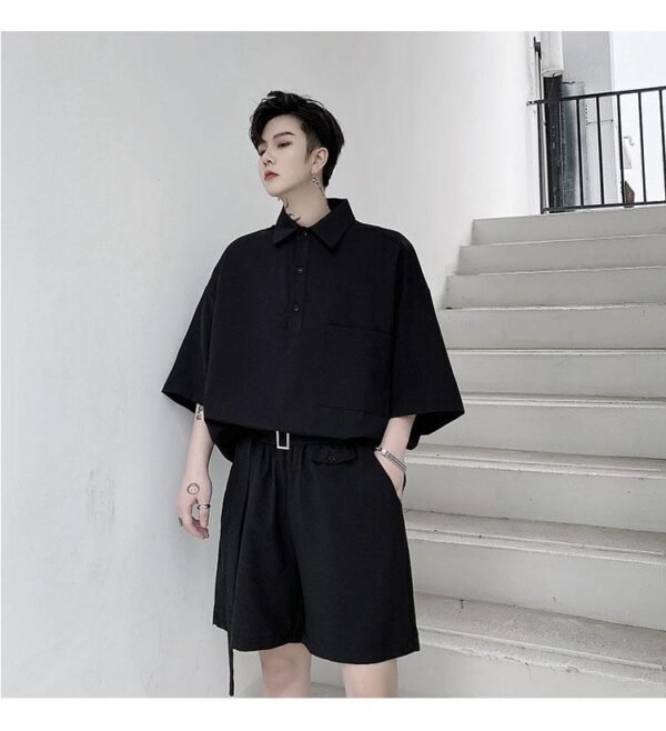 KK1351/P130 Pullover Short Sleeve Shirt Shorts Suit