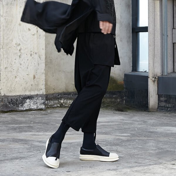 X043P80 Original Designer Style Yoji Mountain Black Pants Drawstring Men Nine Points Casual Pants