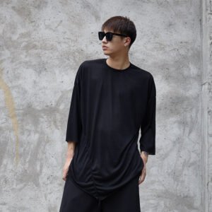 Y024P70 Original Design Diablo Yohji Yamamoto Style Loose Shoulder 7-minute Sleeve Men's Middle Sleeve