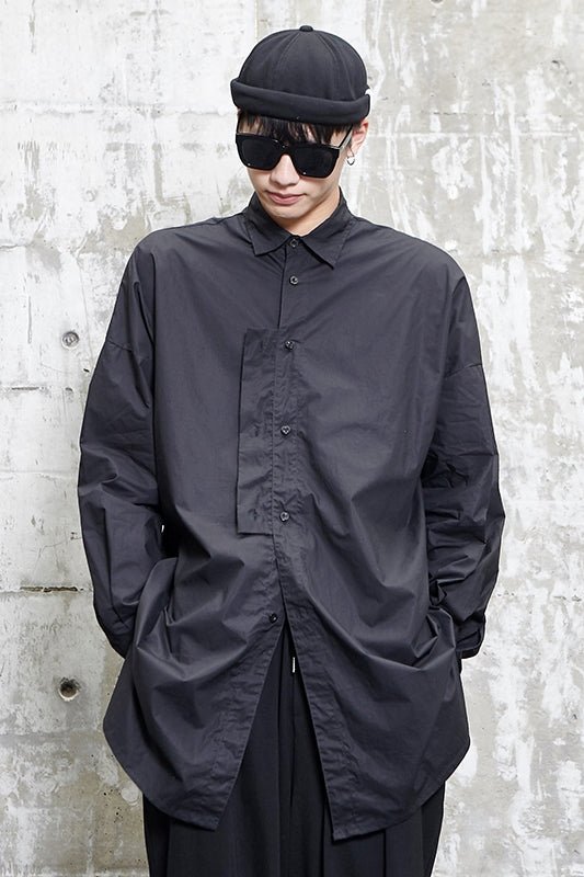 Y008P95 Original Medium and Long Length Yamamoto Yewsi Style Yohji Dark Japanese Long Sleeve Shirt .