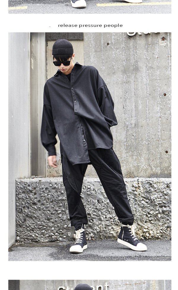 Y009P125 Original New Yamamoto Yohji Dark Japanese Line Positive and Reverse Wearing Maoni Loose Long-sleeved Shirt .