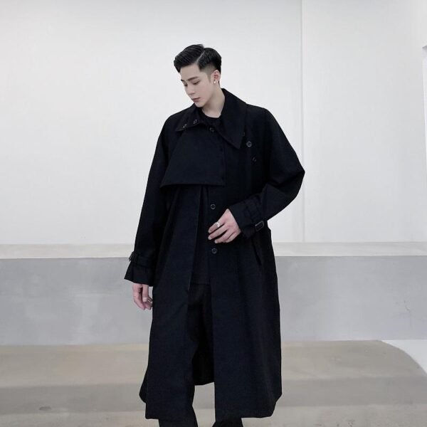 P1453996 Yamamoto Dark Original Personality Lapel Niche Dislocation Duplex Temperament Long Trend Windbreaker