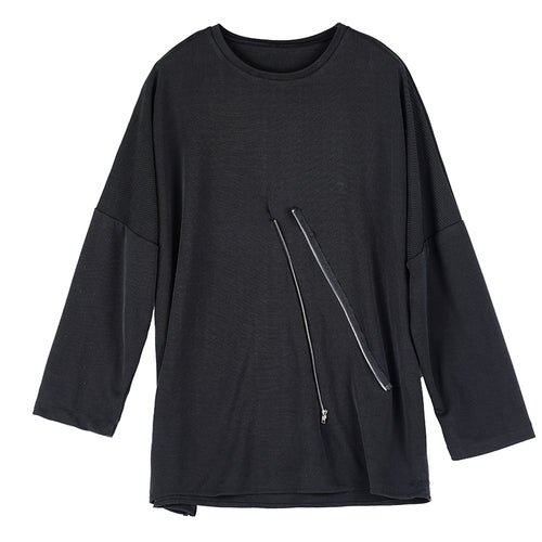 Y035P90 Original Design New Dark Yamamoto Style Zip Perforated Long-sleeved T-shirt