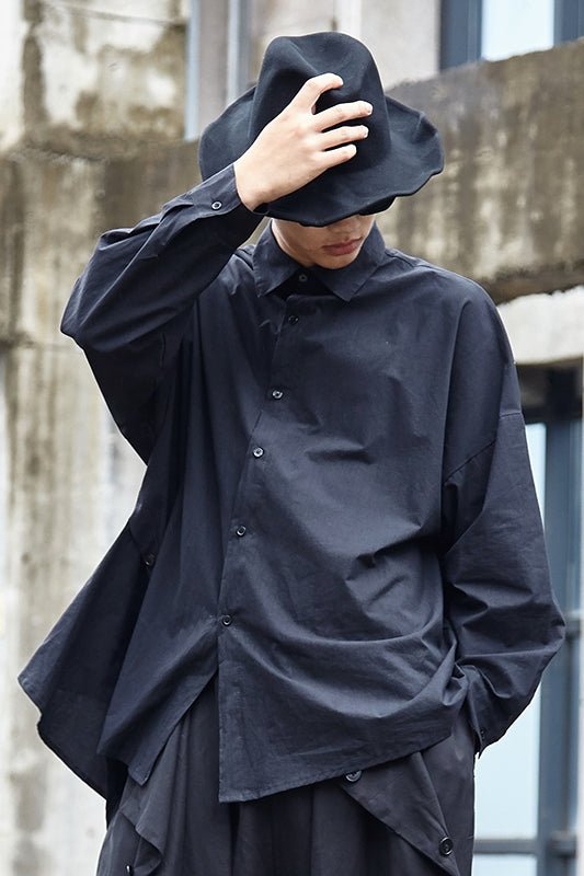 Y033P85 Original Design Dark Japanese Yamamoto Style Irregular Men's Shirt .