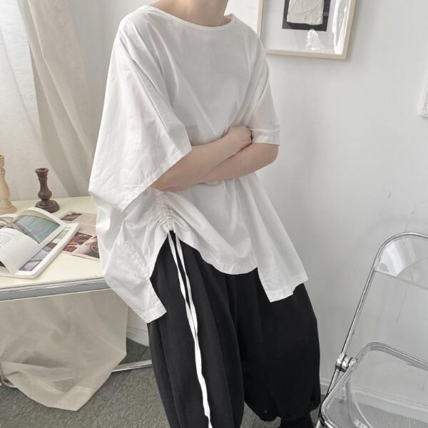 C1908 P40 Japanese Loose Asymmetrical Short-sleeved Shirt