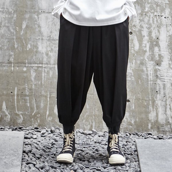 X034p85  Japanese Dark Dark Pleated Yamamoto Ro New Wide Leg Loose Crotch Casual Pants for Men