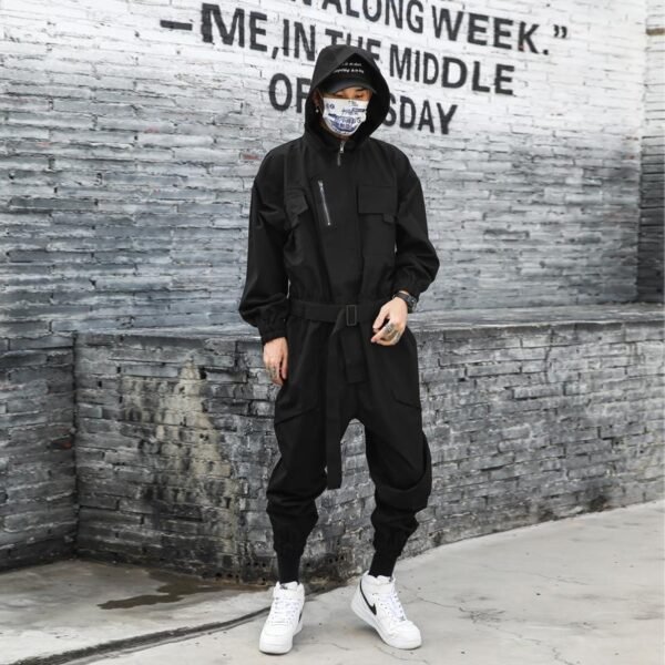 B251-TT95-P195 Dark Functional Wind Hooded All-in-one Ruffian Tooling Suit Trousers